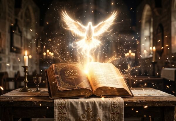 Open Bible and Falling Light